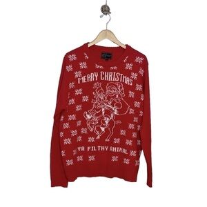 West Forty Nine Men's XL Christmas Home Alone Themed Red Pullover Sweater